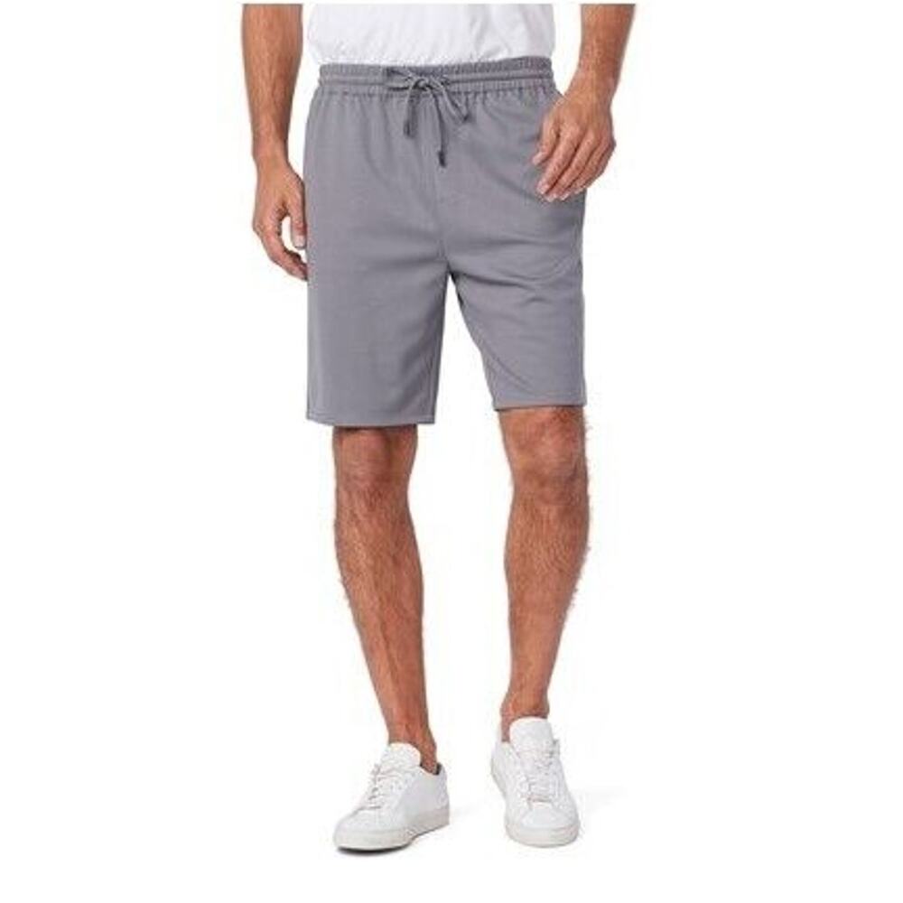 Paige Men's Faded Steel Grey Knit Bodhi Drawstring Sporty Pique Shorts Size M